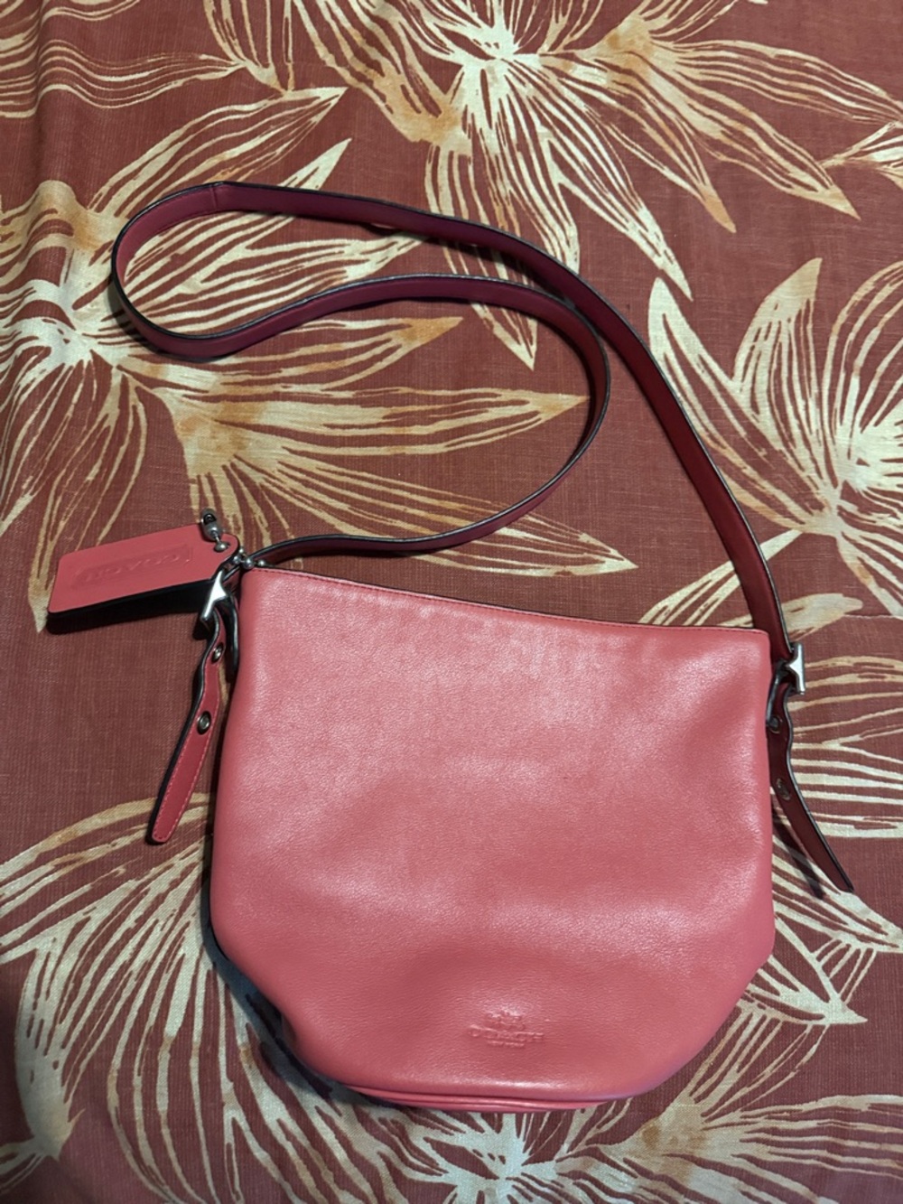 Coach Coral Pink Leather Crossbody Bag - Picture 2 of 10